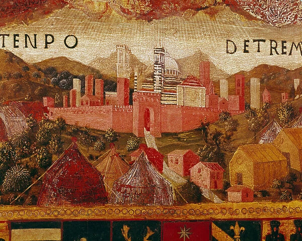 Ex voto (or ex voto): 'The Virgin Mary protecting the city of Siena at the time of the earthquakes of 1466-1467'Detail. Wood painting by Francesco di Giorgio Martini (1439-1502)