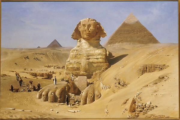 Excavation of the Sphinx, 1887 (oil on canvas)