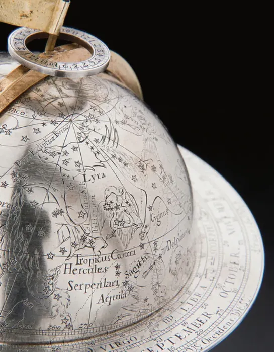 Framed Print : Two exceptional terrestrial and celestial globes, supported by Hercules and Atlas