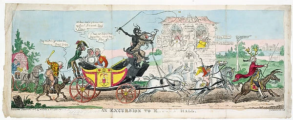 An Excursion into R... Hall, 1812 (coloured engraving)