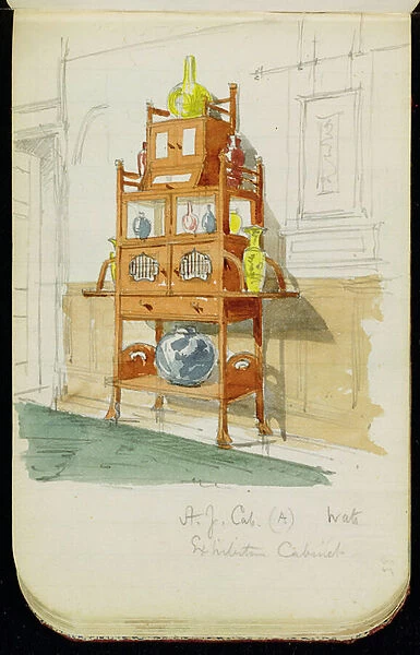 Exhibition Cabinet, c. 1860s-70s (w  /  c & pencil on paper)