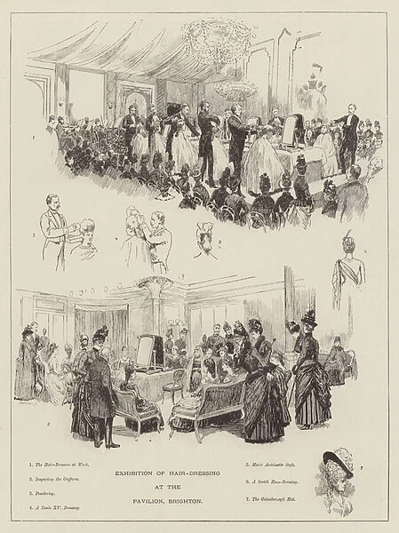 Exhibition of Hair Dressing at the Pavilion, Brighton (engraving)