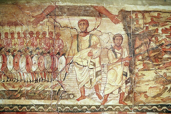 Exodus and crossing of the Red Sea, fresco from the Dura Europos Synagogue, 244-245