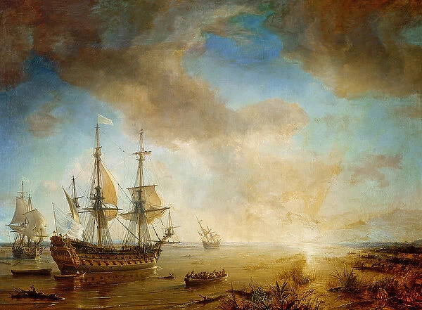 Expedition of Robert Cavelier de La Salle (1643-87) in Louisiana in 1684, 1844 (oil