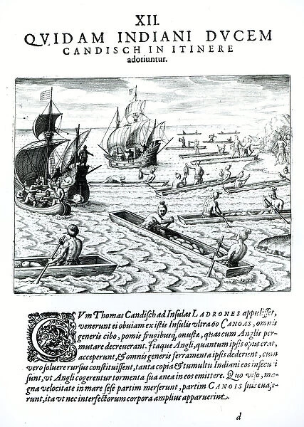 Expedition of Thomas Cavendish, from Americae, written and engraved by Theodore de Bry