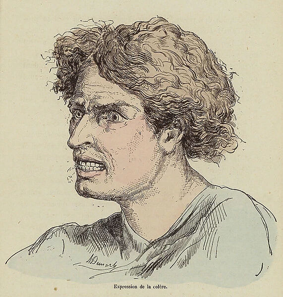 Expression of anger (coloured engraving)