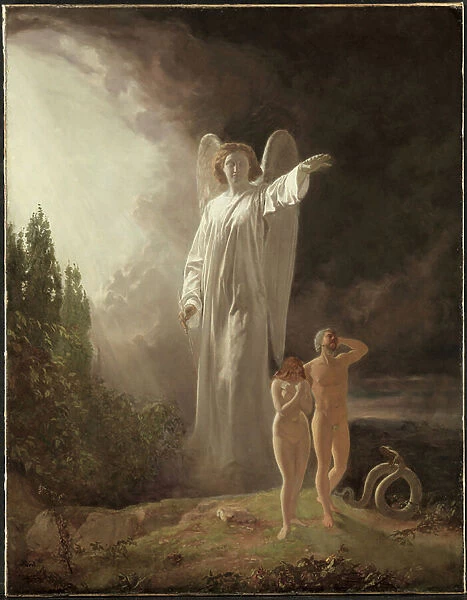 Expulsion of Adam and Eve, 1880s (oil on fabric)