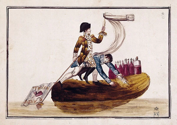 Expulsion of Joseph Bonaparte (1768-1844) (on a pickle) after the defeat of Vitoria in