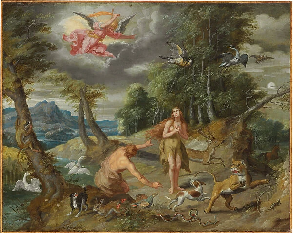 The Expulsion from Paradise, from The Story of Adam and Eve (oil on copper