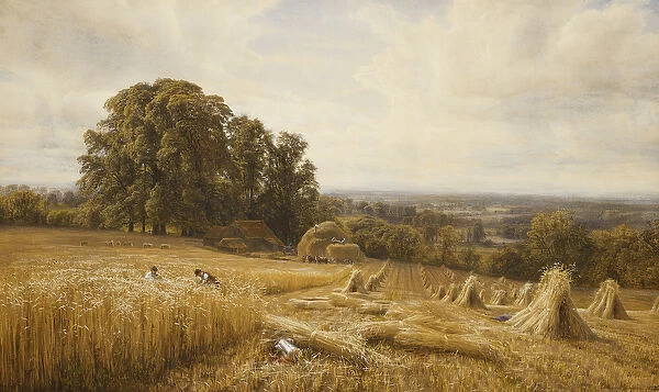 An Extensive Landscape with Harvesters, 1873 (watercolour and bodycolour)