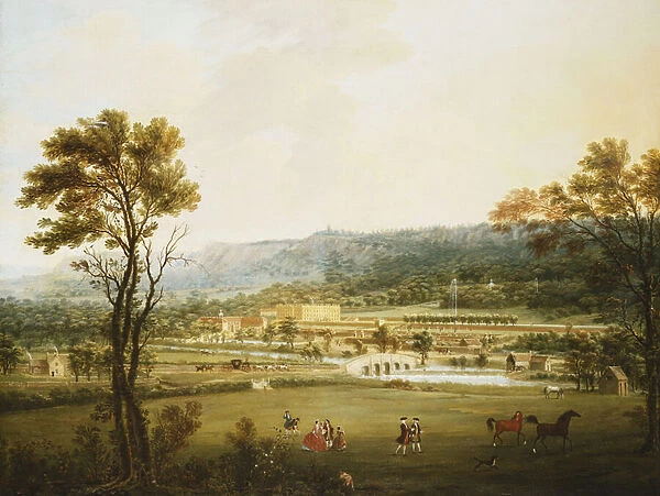 An Extensive View of Chatsworth, Derbyshire from the South-West, (oil on canvas)