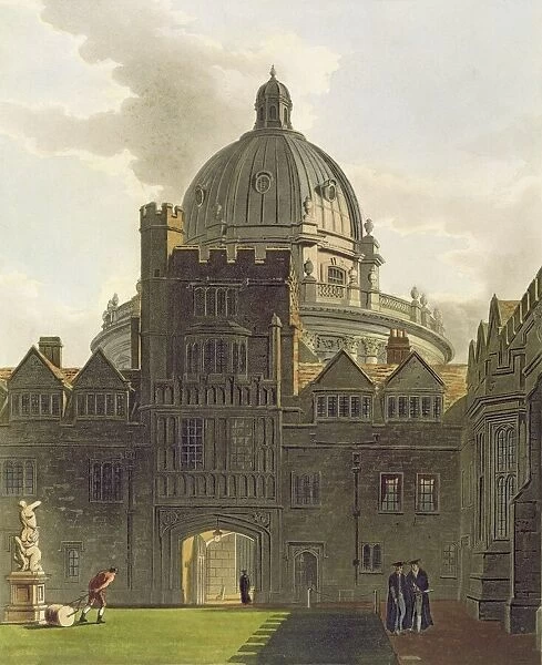 Exterior of Brasenose College and Radcliffe Library, illustration from the