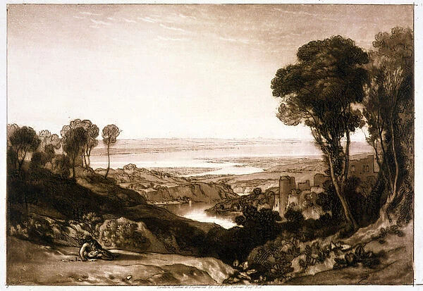 F. 28. I Junction of Severn and Wye, from the Liber Studiorum, 1811 (etching)
