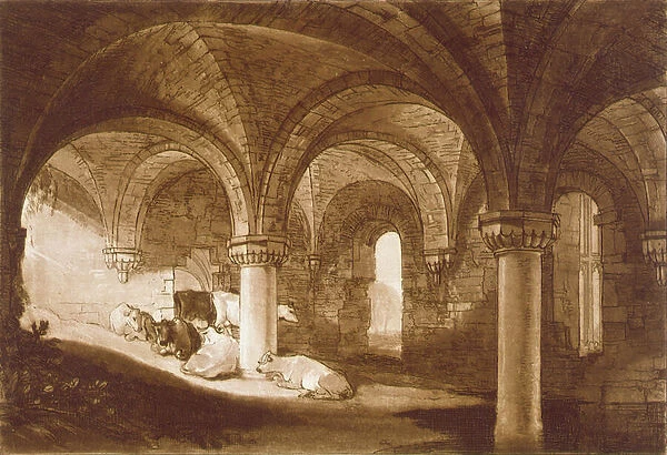 F. 39. I The Crypt of Kirkstall Abbey, from the Liber Studiorum, 1812 (etching)