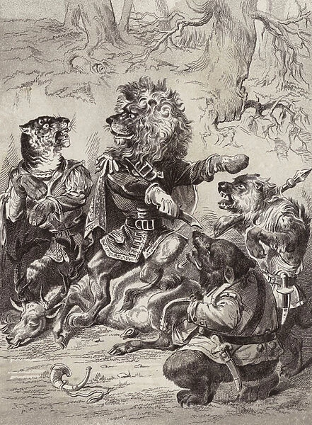 The Fables of Aesop: The Lion and other Beasts (litho)