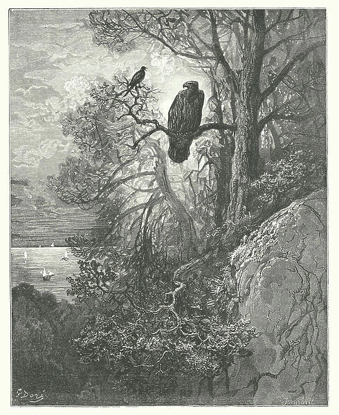 The Fables of La Fontaine: The Eagle and the Magpie (engraving)