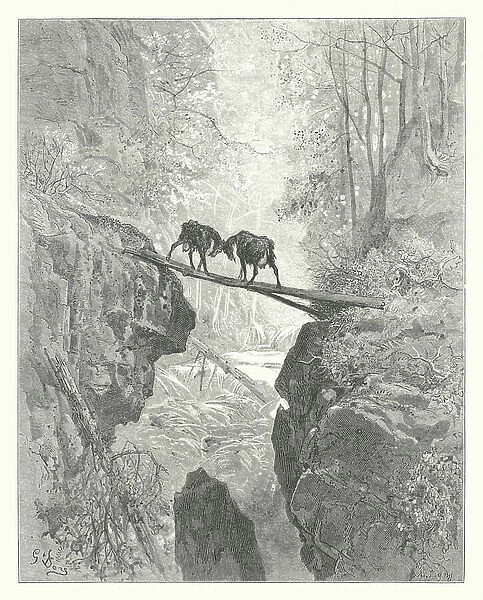 The Fables of La Fontaine: The Two Goats (engraving)