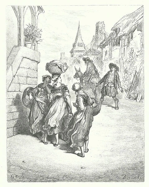 The Fables of La Fontaine: The Miller, his Son, and the Ass (engraving)