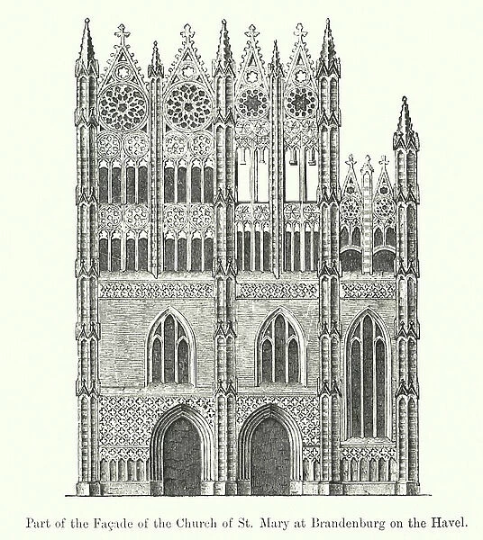 Part of the Facade of the Church of St Mary at Brandenburg on the Havel (engraving)