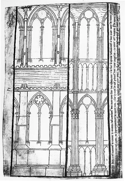 Facsimile copy of Ms Fr 19093 fol. 31v Exterior and Interior Elevation of the Lateral