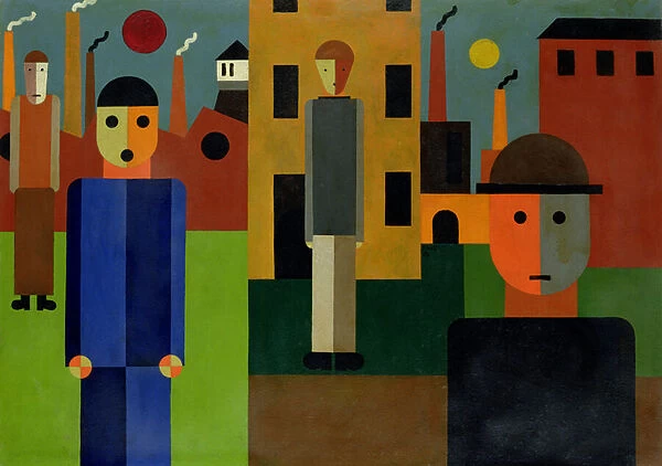 Factories, 1926 (oil on card)