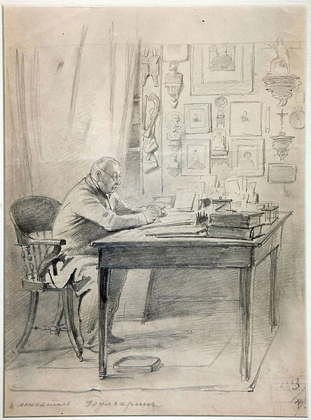 Faddei Boulgarine - Portrait of the author Faddei Bulgarin (1789-1859) par Timm, Vasily (George Wilhelm) (1820-1895), 1840s - Pencil on Paper - State Central Literary Museum, Moscow