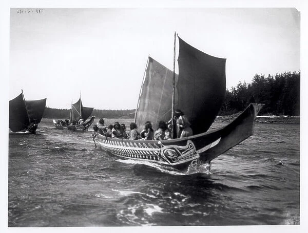 A Fair Breeze, Kwatiutl Indians in Washington, c. 1914 (b  /  w photo)
