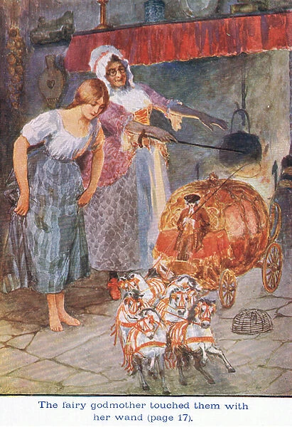 The Fairy Godmother touched them with her Wand, Cinderella, 1925 (colour litho)