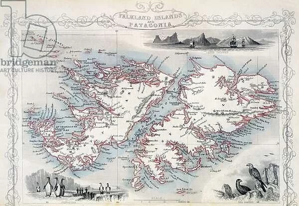 Falkland Islands and Patagonia, from a Series of World Maps published by John Tallis & Co