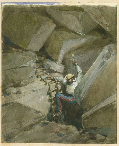 Fallen Voussoirs of Robinsons Arch, Jerusalem, 1869 (w  /  c & pencil on paper)