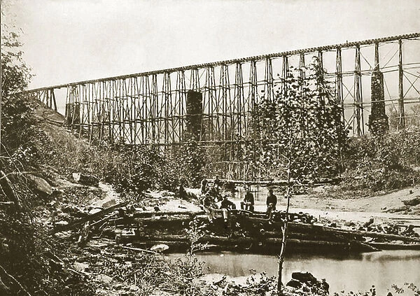 Falling Water Bridge, Nashville and Chattanooga Railroad, 1861-65 (b  /  w photo)