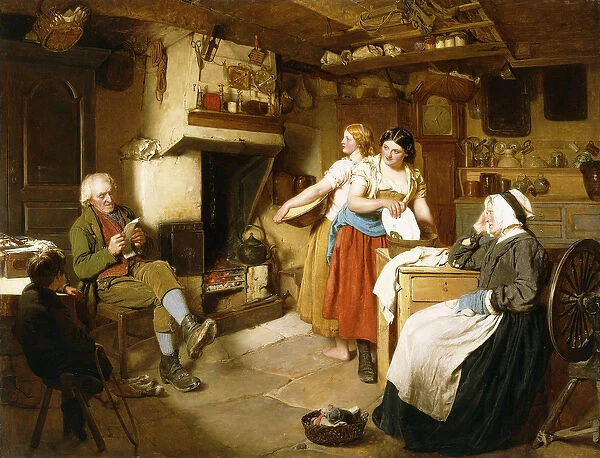 A Family in an Interior, (oil on canvas)