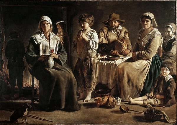A family of peasants in an interior - oil on canvas, 1642
