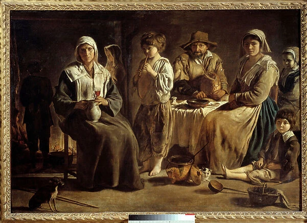 A family of peasants in an interior Painting by Louis Le Nain (1593-1648) 1642 Sun