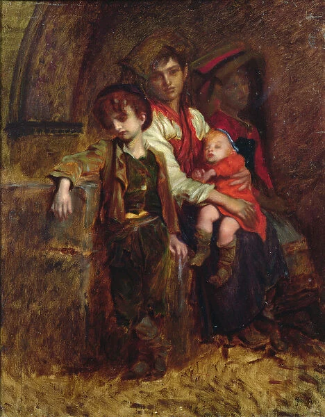 A Family of Peasants (oil on canvas)