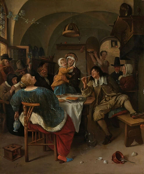 Family scene, 1660-79 (oil on panel)