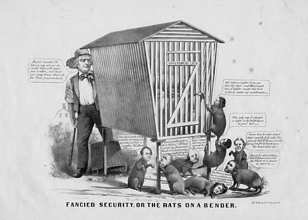 Fancied security, or, The rats on a bender, published by Currier & Ives, New York, c. 1856