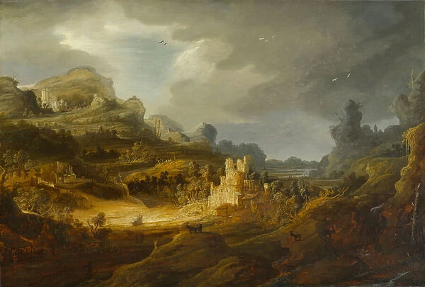 Fantastic Landscape, circa 1643-1645 (oil on cradled panel)