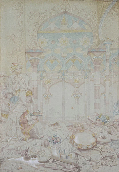 Fantasy in a Egyptian Harem, 1865 (w  /  c on paper)