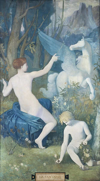 Fantasy par Puvis de Chavannes, Pierre Cecil (1824-1898), 1866 - Oil on canvas, 263, 5x149 - Ohara Museum of Art, Kurashiki