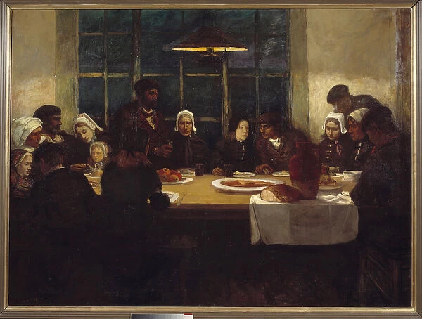 The farewell meal in the land of the sea Breton family gathered around a table