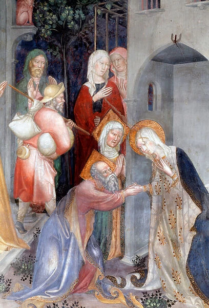 Farewell of the virgin to Zechariah and Elizabeth, detail (Fresco, 1416)
