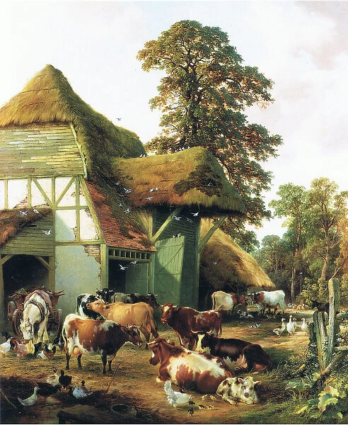 A farm in Kent (colour litho)