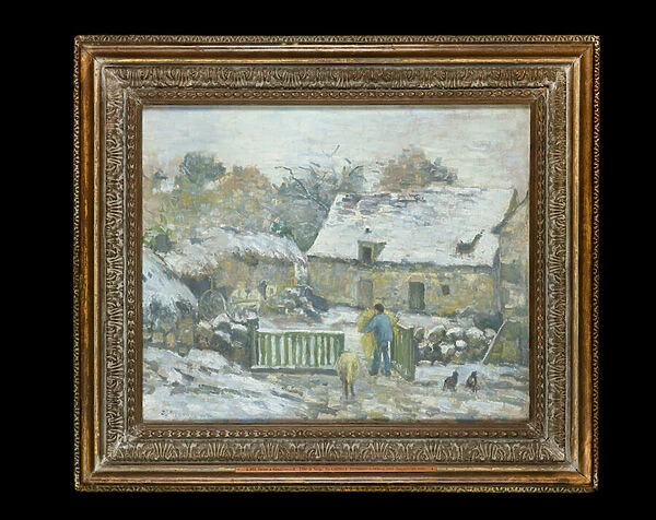 Farm at Montfoucault in snow, 1874 (painting)