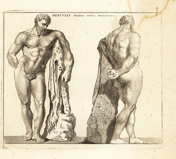 The Farnese Hercules, Museo Archeologico Nazionale in Naples. 1779 (engraving)