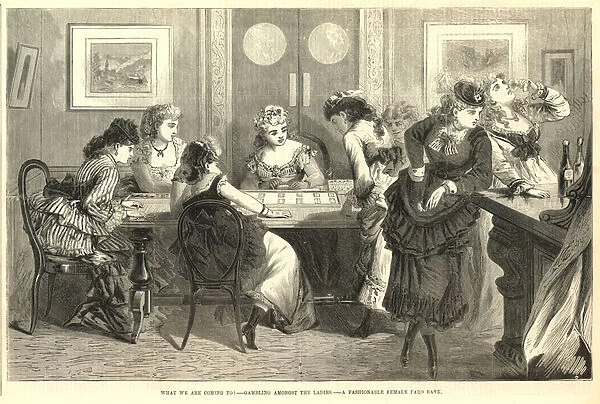 A fashionable female faro bank (engraving)