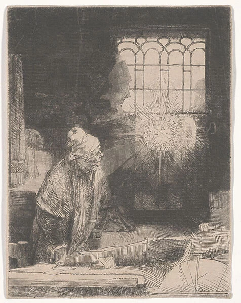Faust in his study watching a magic disc, or A scholar in his study, c. 1652 (etching)