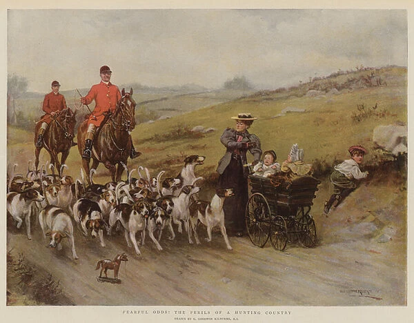 Fearful Odds! The Perils of a Hunting Country (chromolitho)