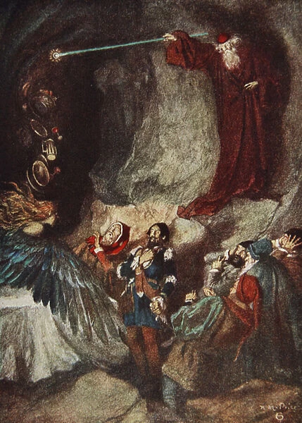 The Feast vanished away, The Tempest Act III, Scene 3, illustration from Tales from Shakespeare by Charles and Mary Lamb, 1905 (colour litho)