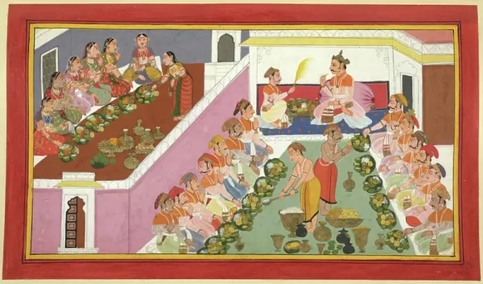 Framed Print : Feasting. BL3266627 Feasting; British Library, London, UK; (add.info. Framed Print : Feasting. BL3266627 Feasting; British Library, London, UK; (add.info.